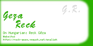 geza reck business card