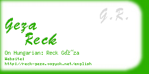 geza reck business card